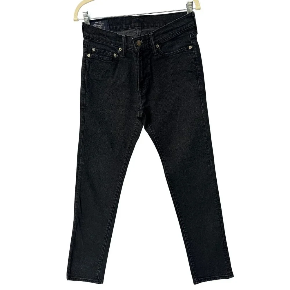 Abercrombie & Fitch Mens Skinny Black Jeans 29x30 Stretch Denim - Picture 11 of 11